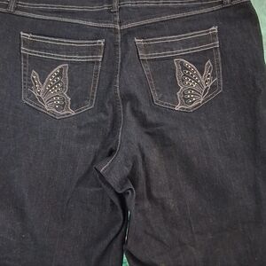 Embroidered Butterfly Blue Jeans Shorts
